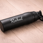 Matte black bottle with elegant engraving