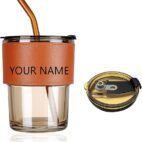 Glass mug with straw