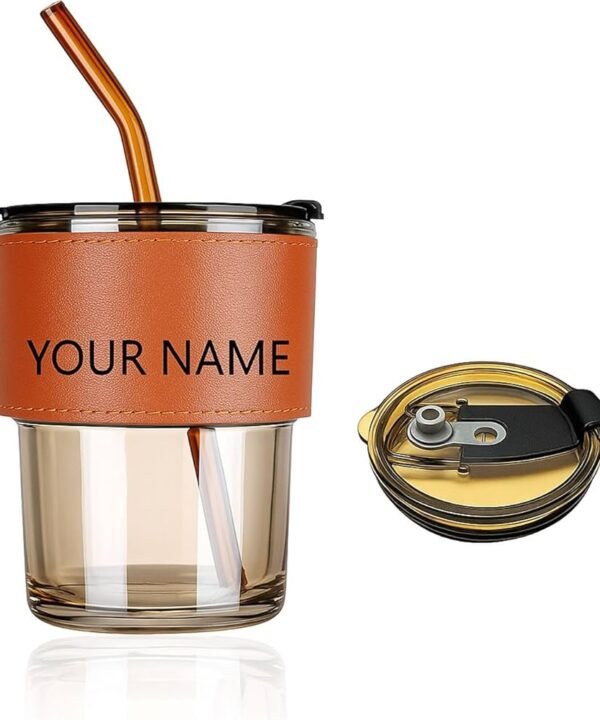 Glass mug with straw