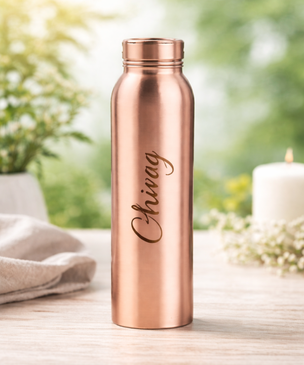 Personalized copper water bottle close-up