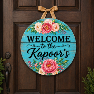 Personalized Round Wooden Welcome Sign